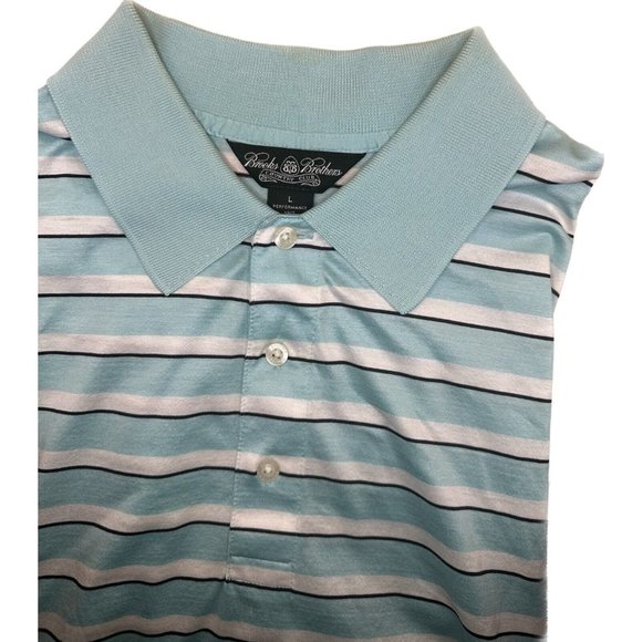 Brooks Brothers Country Club Polo Shirt Golf Performance Knit Men Large Striped - Picture 4 of 6